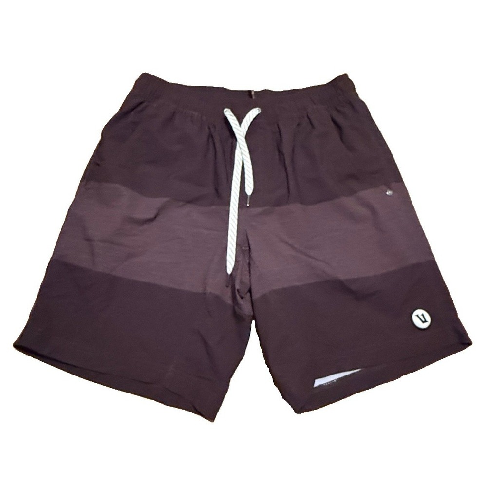 Vuori Logo Lined Stretch Drawstring Athletic Shorts Men's Size S Burgundy VGC